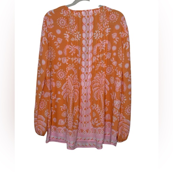 Lilly Pulitzer Marilina Long Sleeve Tunic Top Blouse XL Orange print - Picture 7 of 12